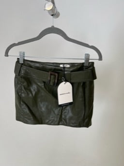 Mistress Rocks Olive Vegan Belted Mini Skirt