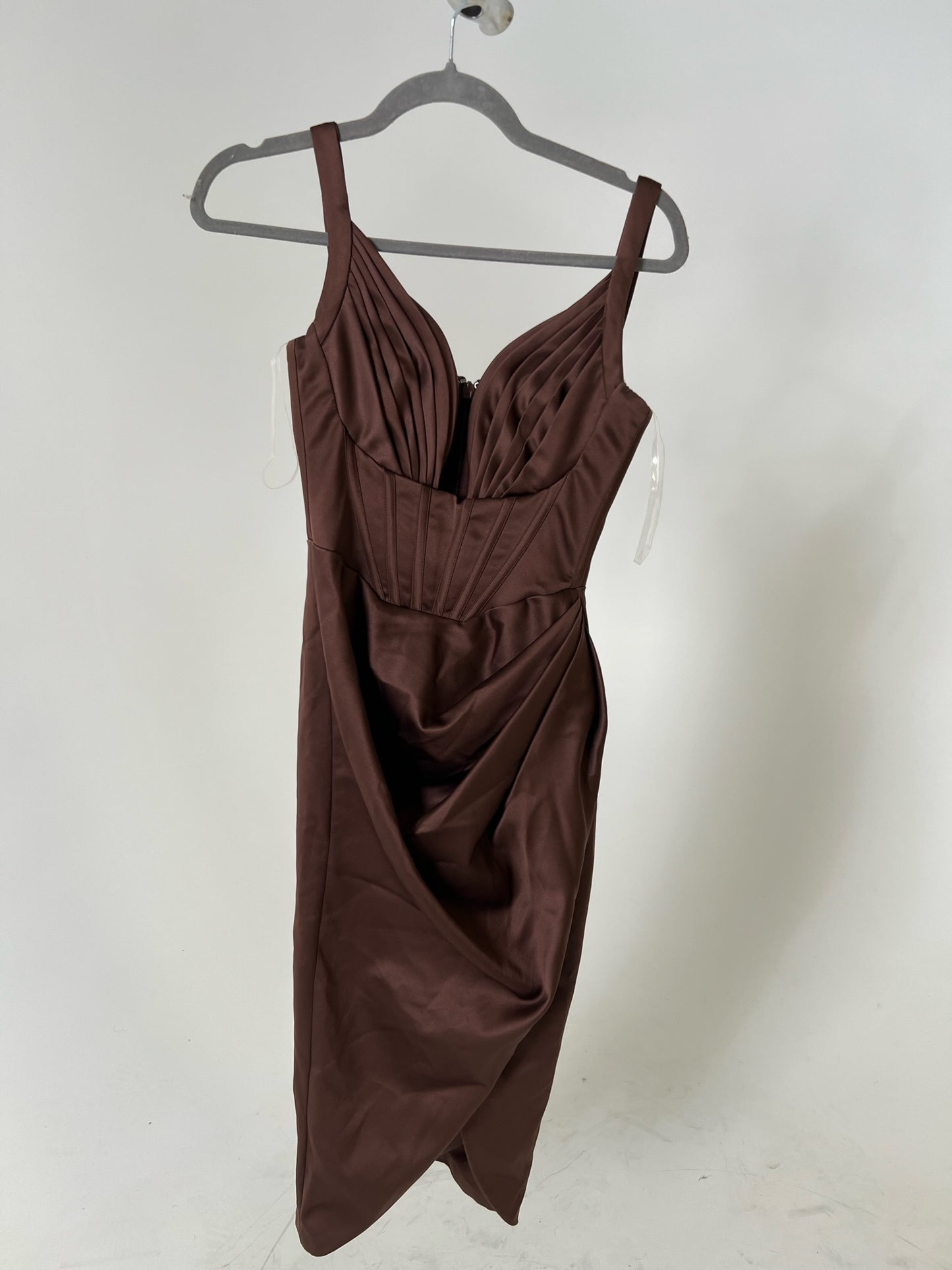 House of CB Faye Satin Pleated Corset Dress