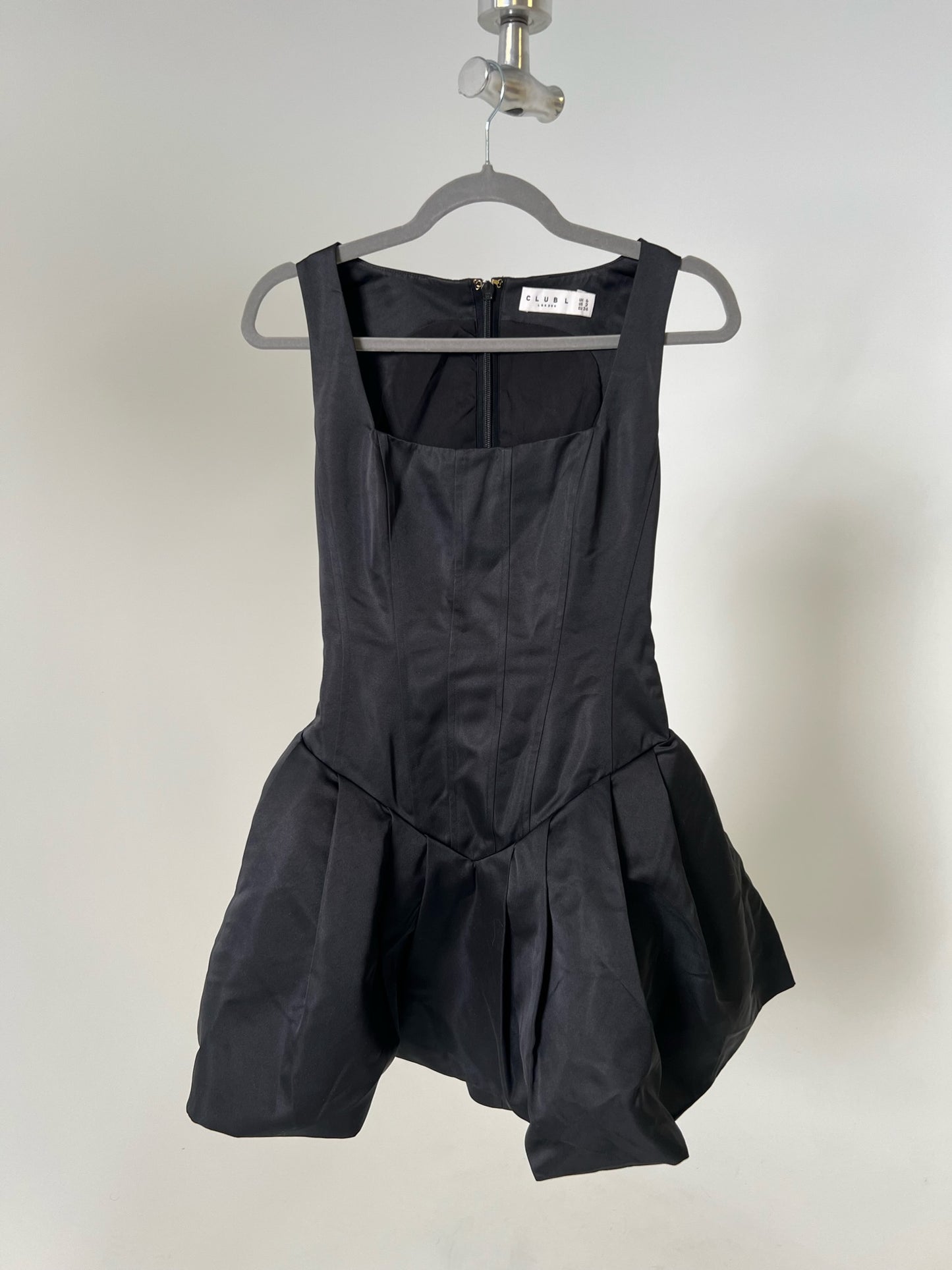 Club L London Bramble Satin Square-Neck Puffball Mini Dress