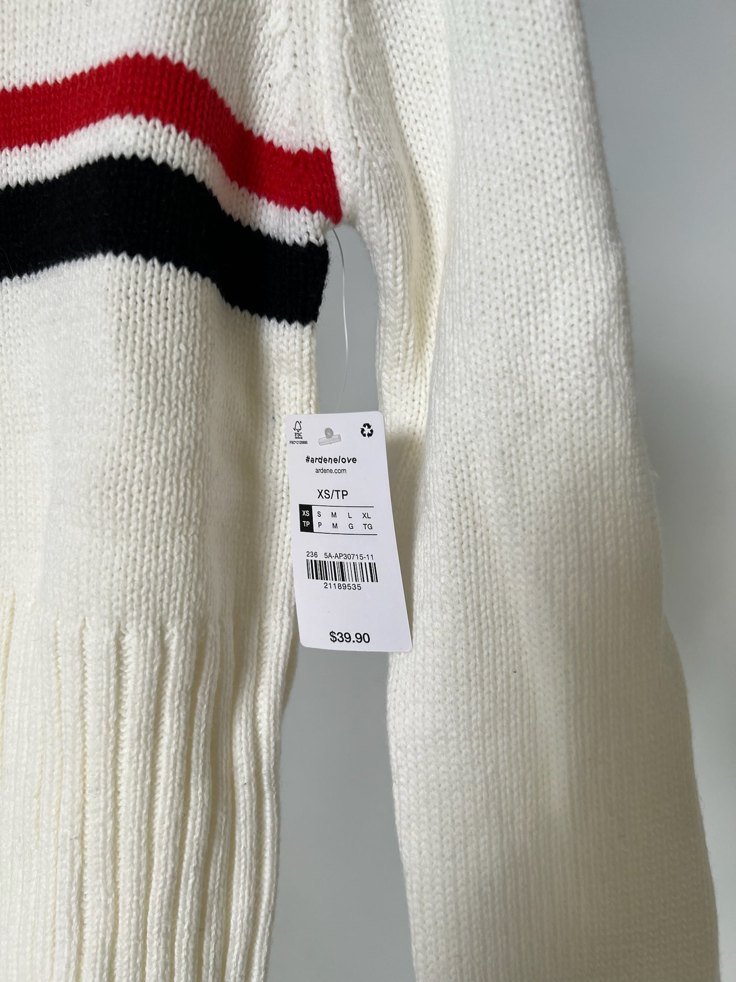 Ardene Striped Ski Zip Up Sweater