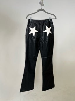 Nasty Gal Faux Leather Star Bum Flare Pants
