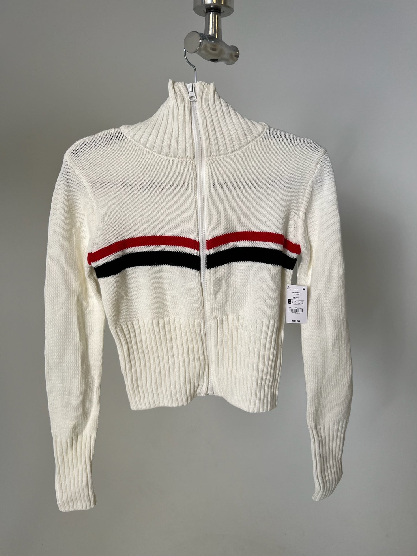 Ardene Striped Ski Zip Up Sweater