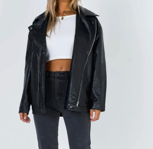 Princess Polly Next In Line Faux Leather Biker Jacket